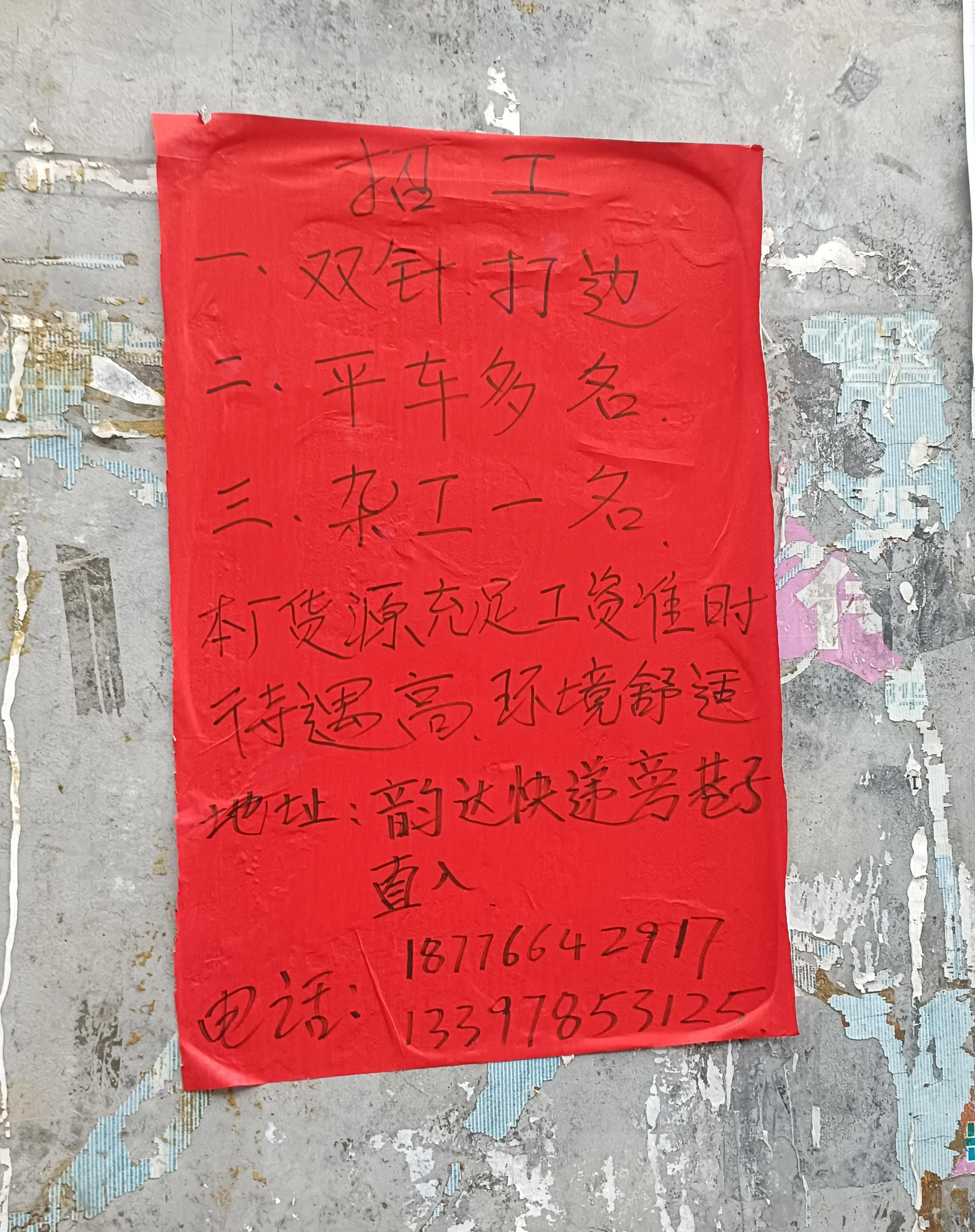 制衣临时工招聘信息,制衣厂平车杂工