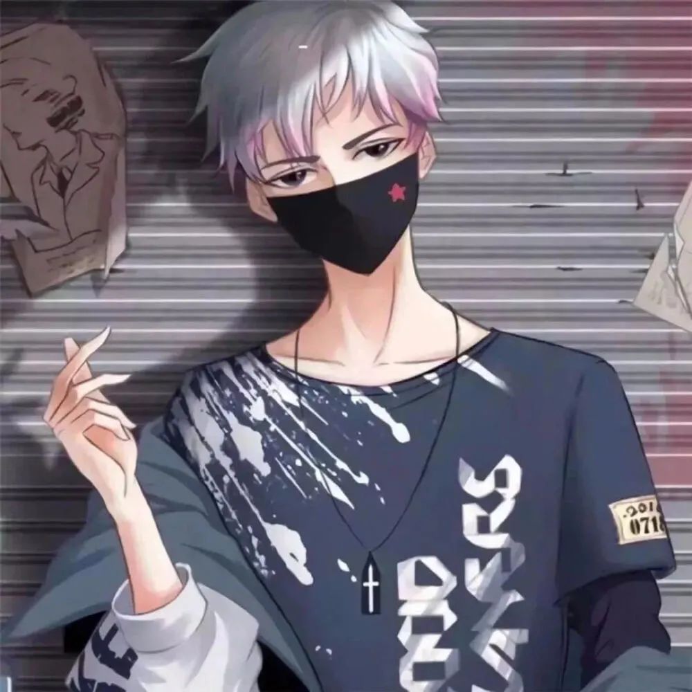 戴口罩情侣图片头像一对,戴帽子和口罩情侣头像黑白动漫