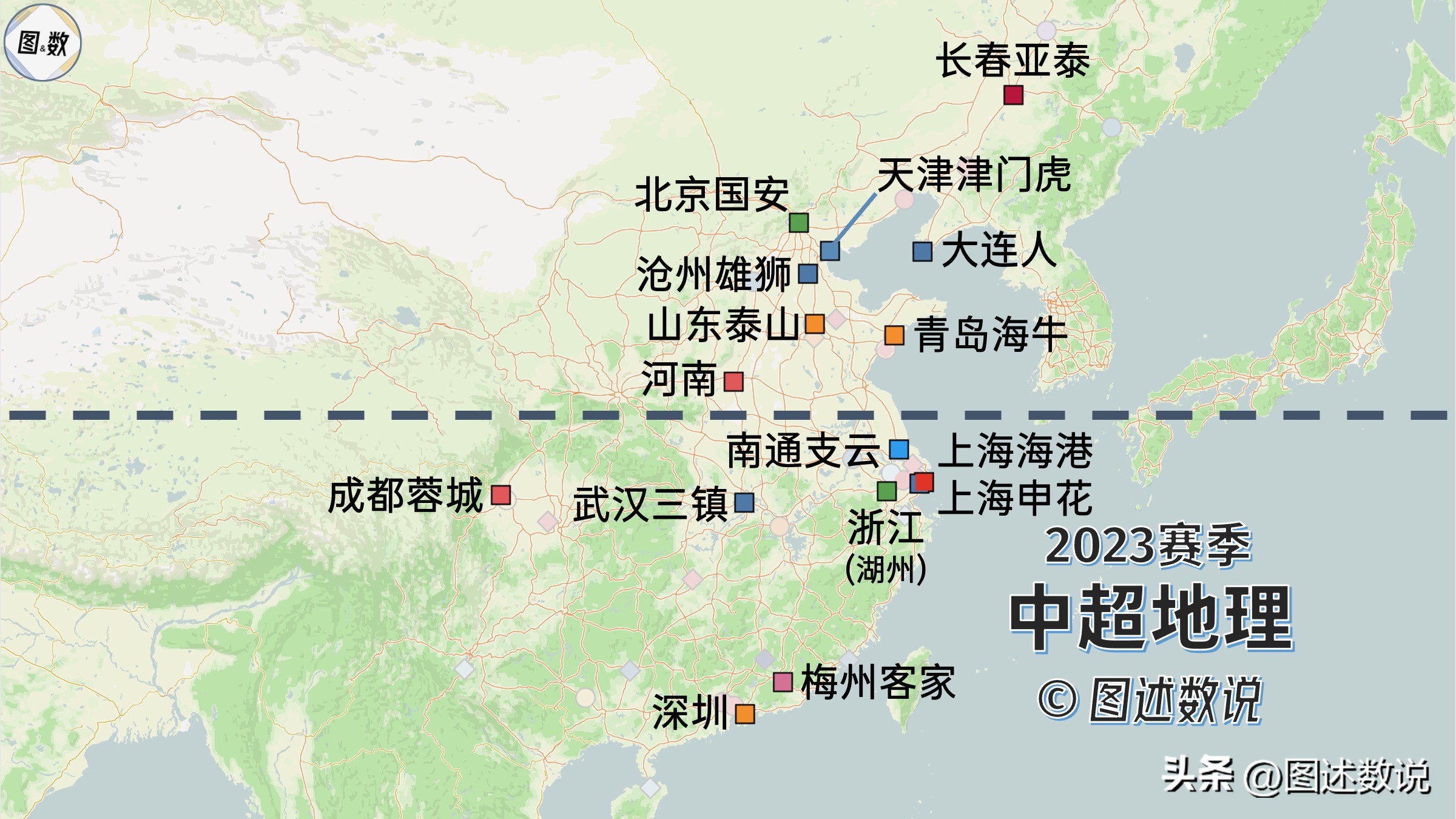 中国职业足球地理：东部沿海地区球队多，西北有大片留白