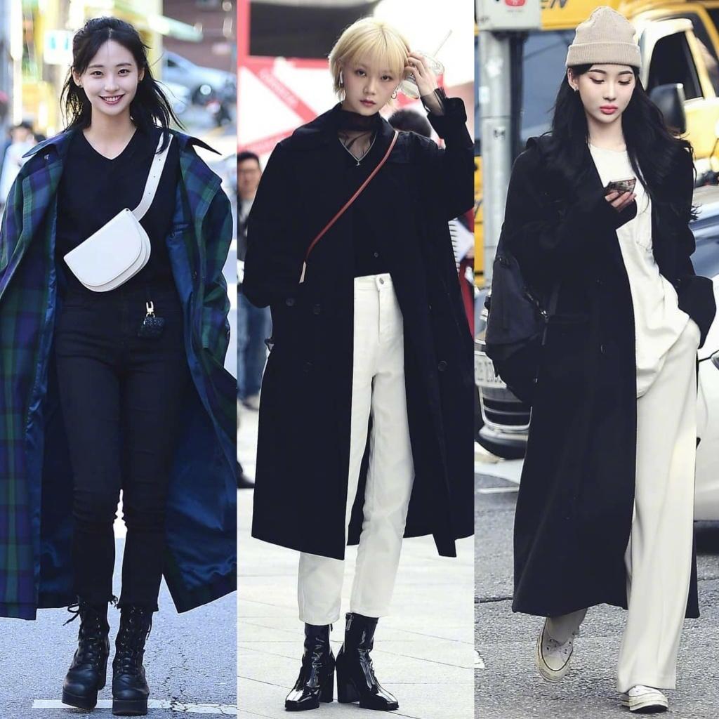 大衣穿搭韩国街拍,新韩国街拍女神