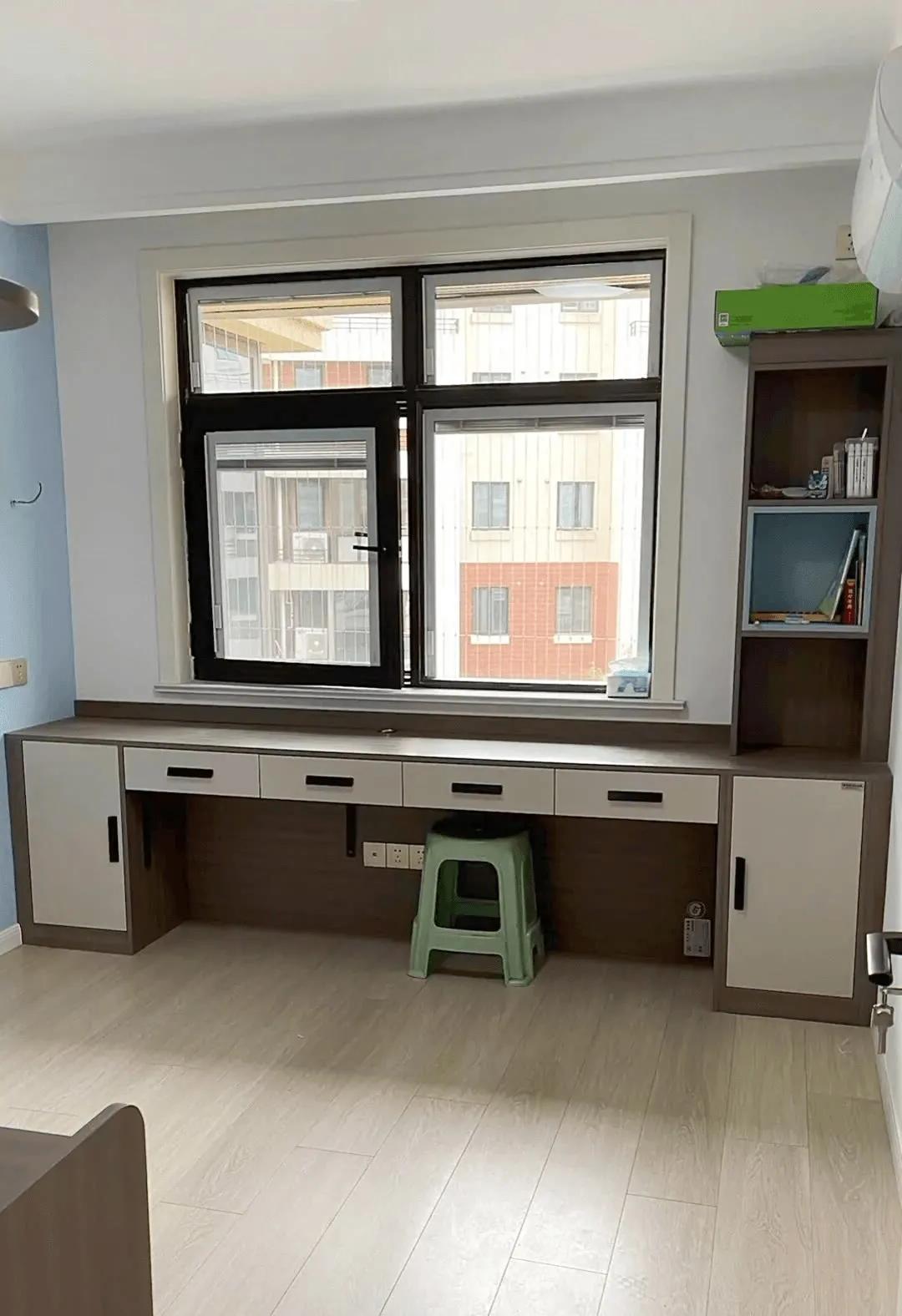 飘窗60公分独立书桌,20平方飘窗书桌一体效果图