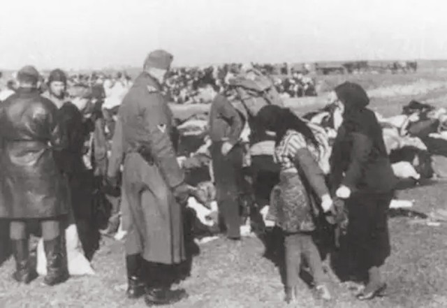 纳粹处决犹太人，两天枪毙三万多人，行刑前还拍照留念