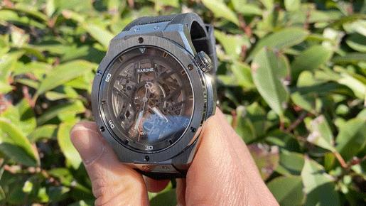 Rarone雷诺双子星镂空机械表,好看的机械表500元