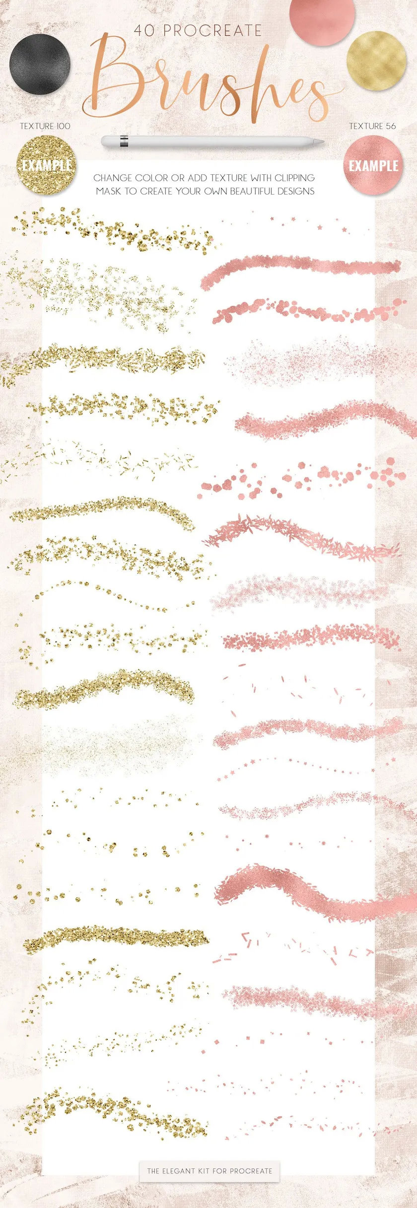 苹果画画软件procreate厚涂笔刷,procreate金色字笔刷