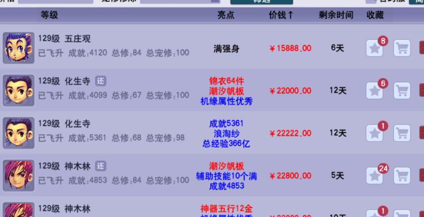 梦幻西游：8月末比例角色装备灵饰宝宝价格统计