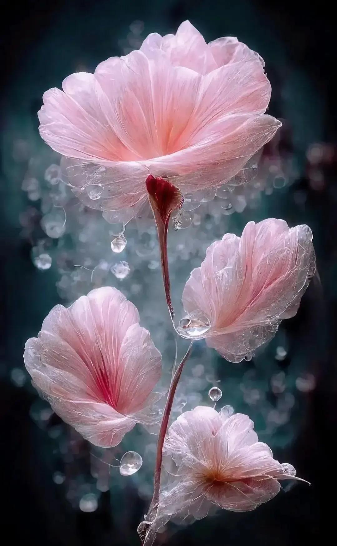 梦幻蓝色水晶花,梦幻玻璃水晶花