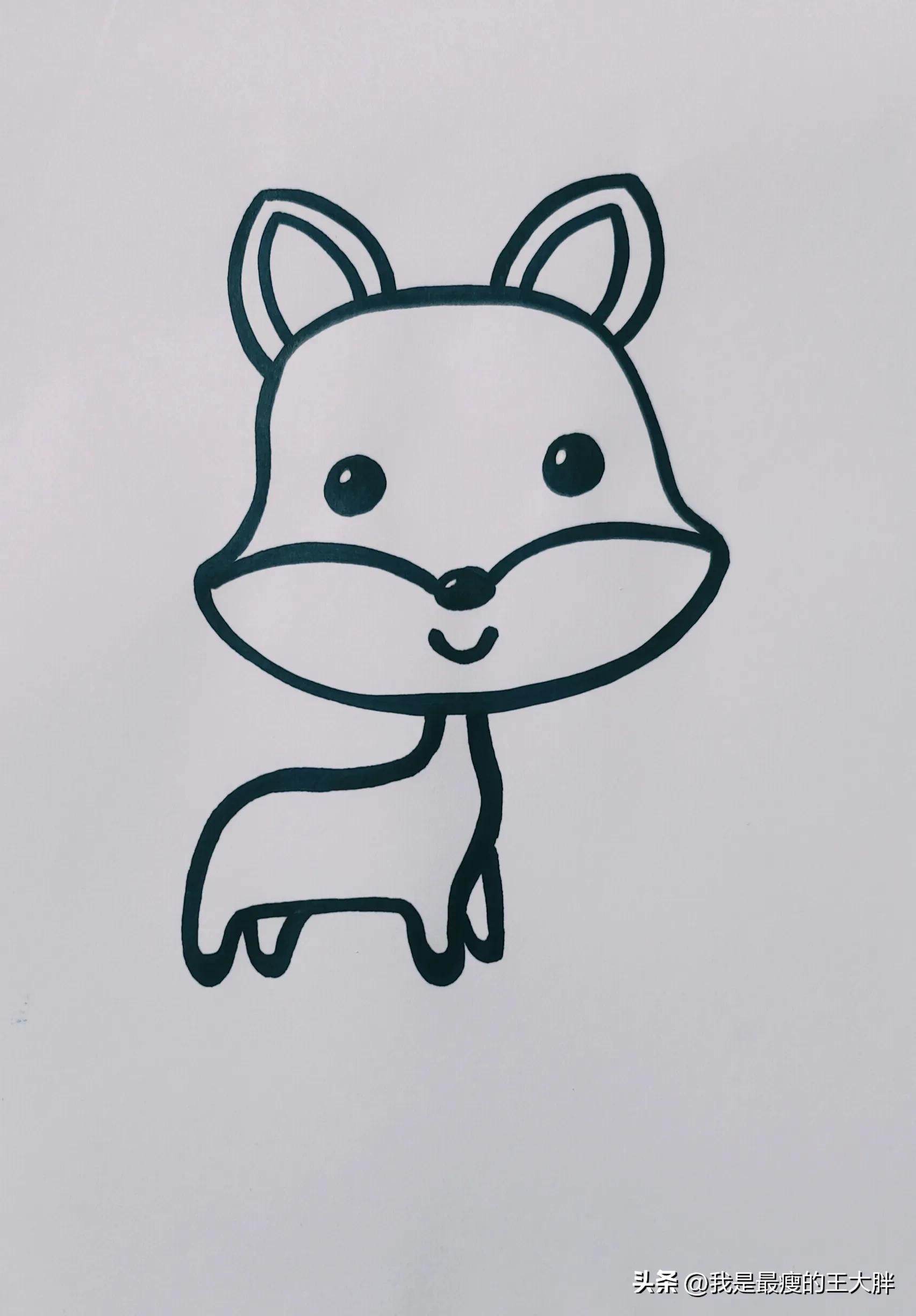 小猫小狗小狐狸小猪简笔画,小兔子和小狐狸图片简笔画