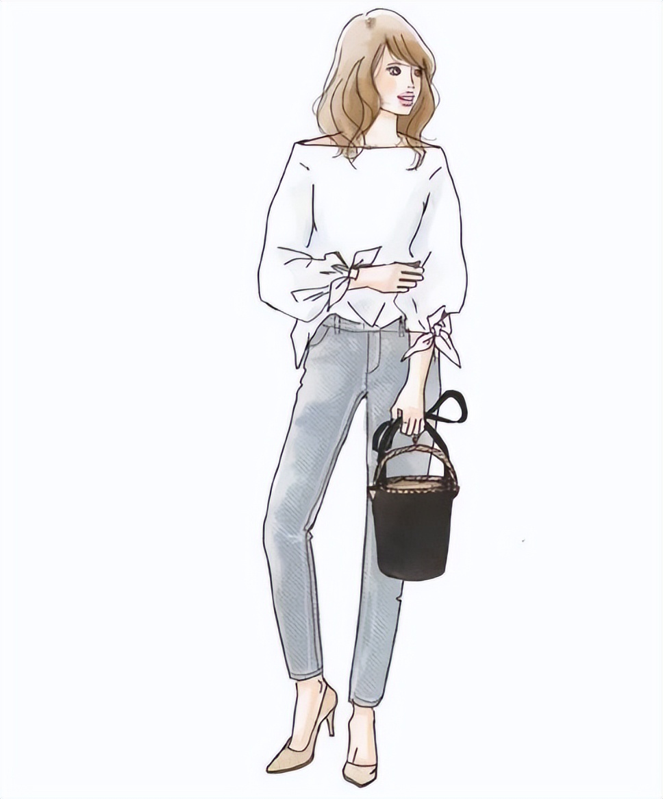 四种不同风格的穿搭手绘,日系手绘风格穿搭