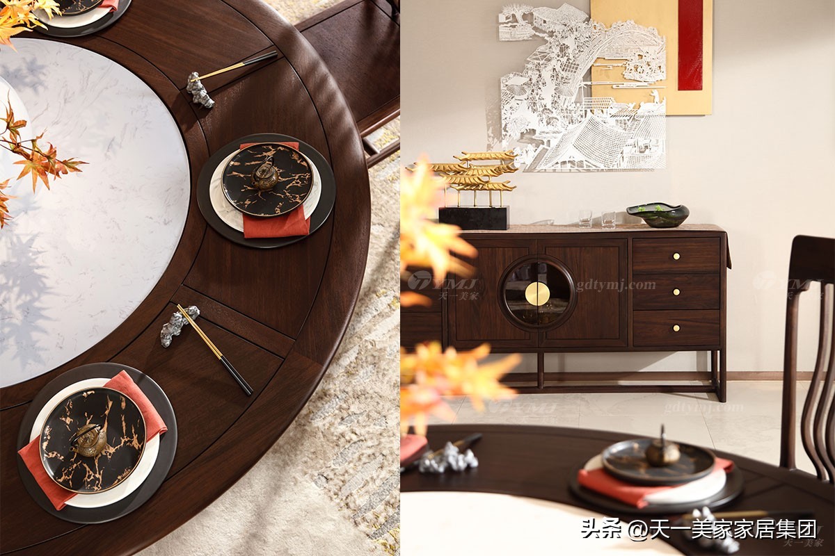 中式家具新中式餐桌,中式餐桌加现代风格家具