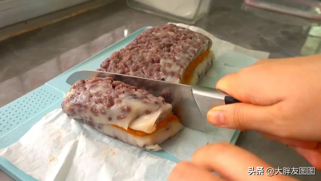 纯手工制作美食红豆切糕更糯微甜,切糕这样做软糯香甜