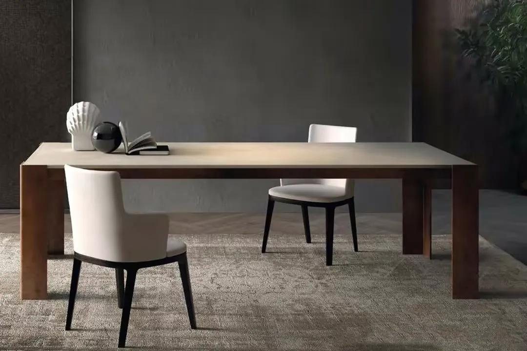 大理石餐桌现代简约家用小户型,豪宅都用天然大理石餐桌