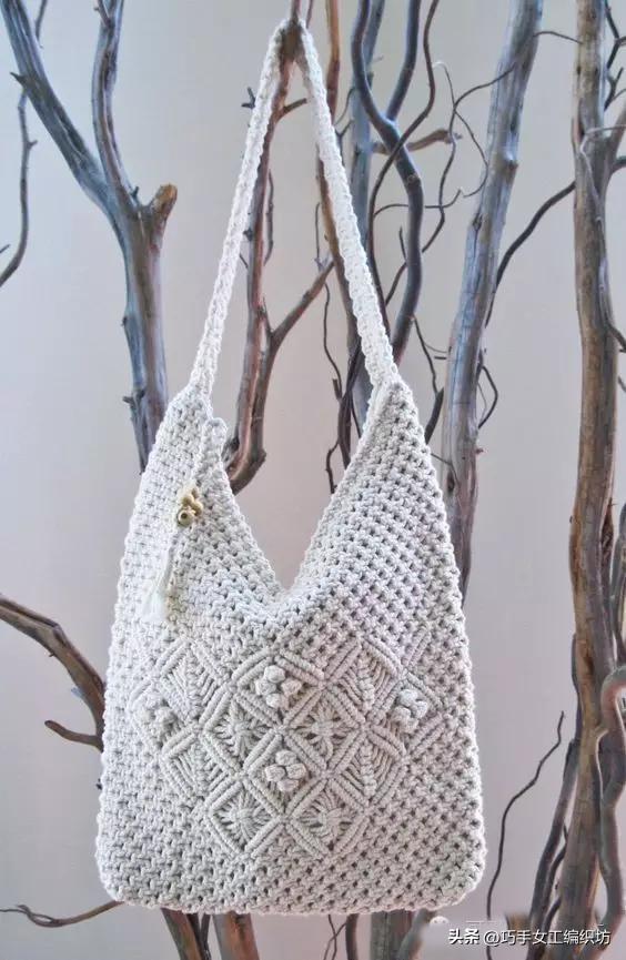 简单绳子编包包不用钩针,棉线绳编包包教程全过程