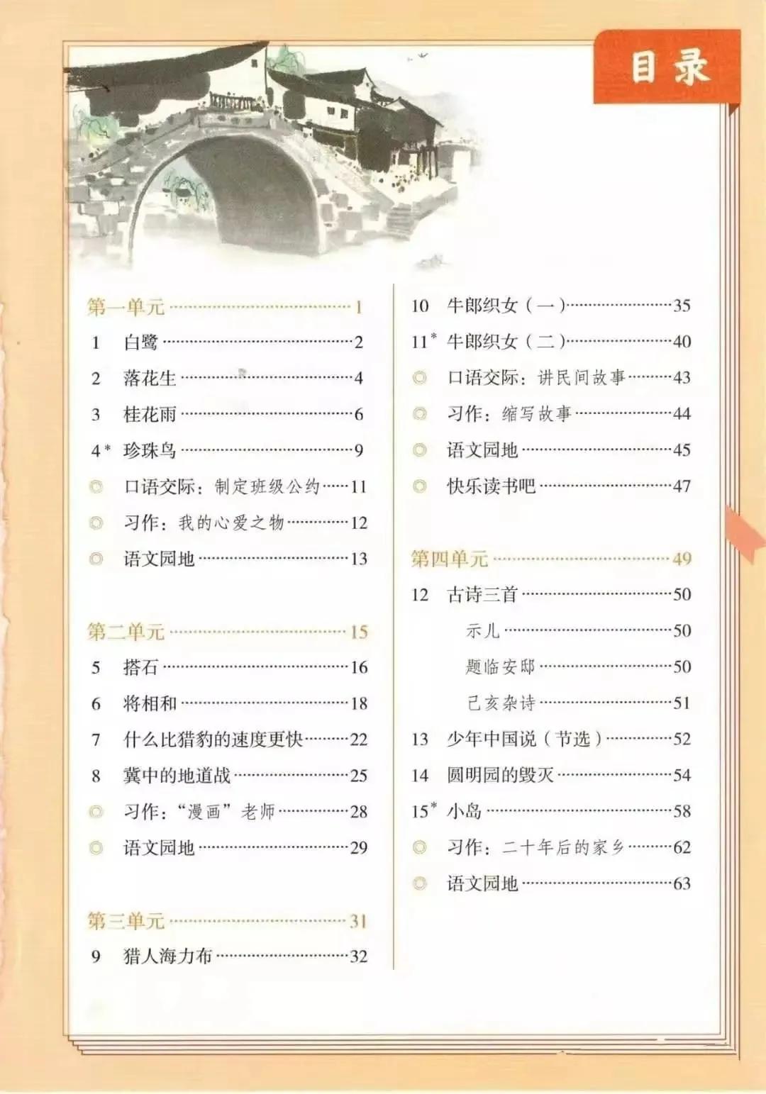 人教版小学语文（五年级上册）课本电子版暑假预习快收藏