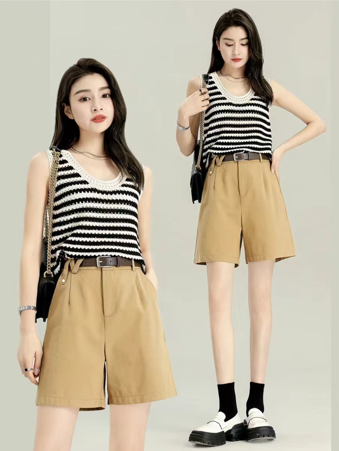 卡其色衣服怎样搭出高级感,早秋卡其色长袖衬衫外套高级穿搭