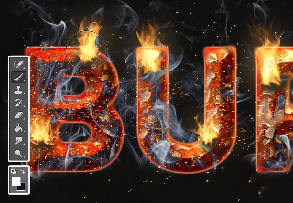 ps路标去除铁锈点,ps教程火苗火焰字体效果制作