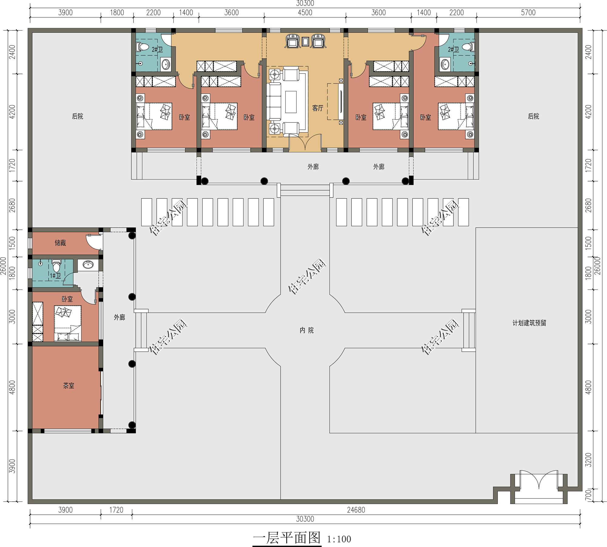 中式合院别墅4层仅280w,纯正中式合院220平带五房