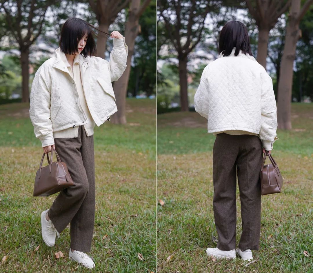 小个子拼接毛衣棉服最新款时髦,秋冬慵懒毛衣棉服内搭