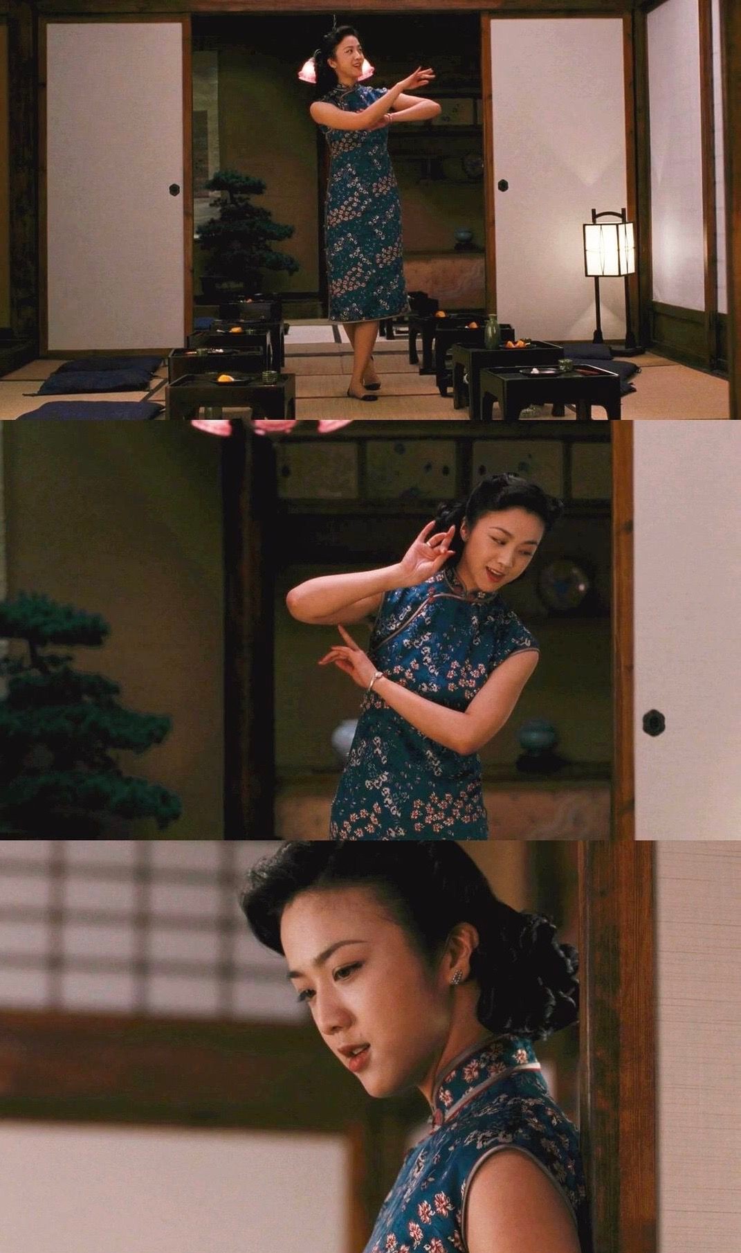 40岁汤唯穿裙子,汤唯穿绿裙长发飘飘