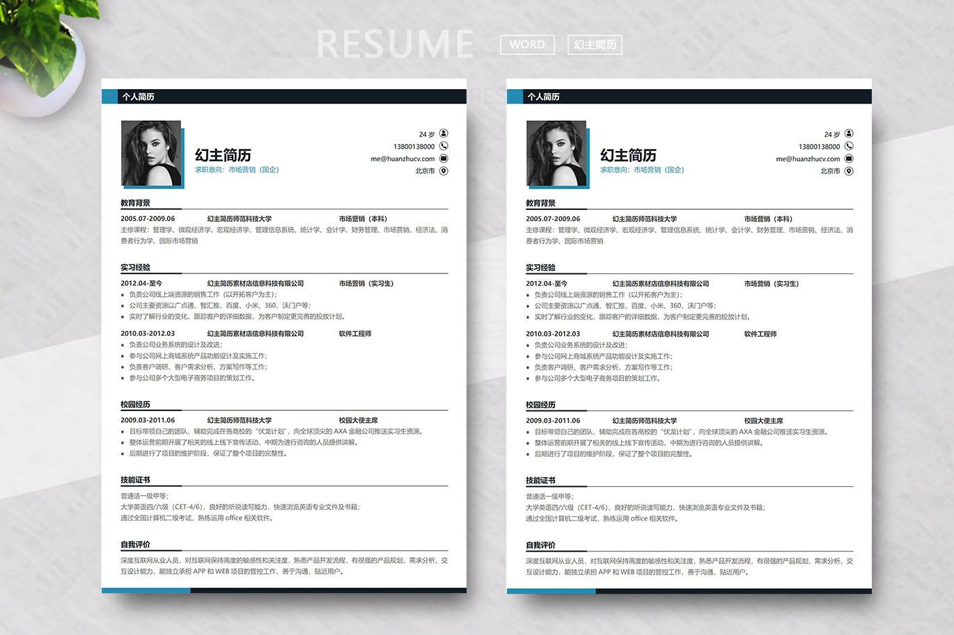 简历模板中文简约风,简历模板下载免费简约