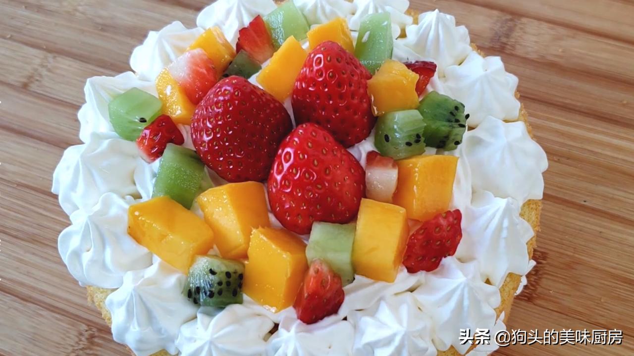 在家做不用打蛋器全手工生日蛋糕,做生日蛋糕不用火不用电不用鸡蛋