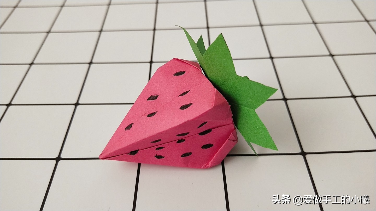折纸小草最简单的折法,雪梨纸草莓蛋糕折法慢教程