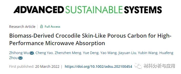 西安建大：废弃稻壳制备鳄鱼皮状多孔碳，用于高性能微波吸收