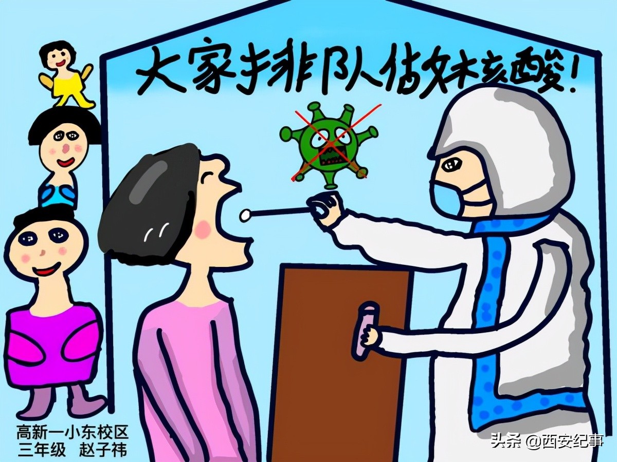 童心共绘抗击疫情的绘画作品,童心抗疫致敬先锋美术作品