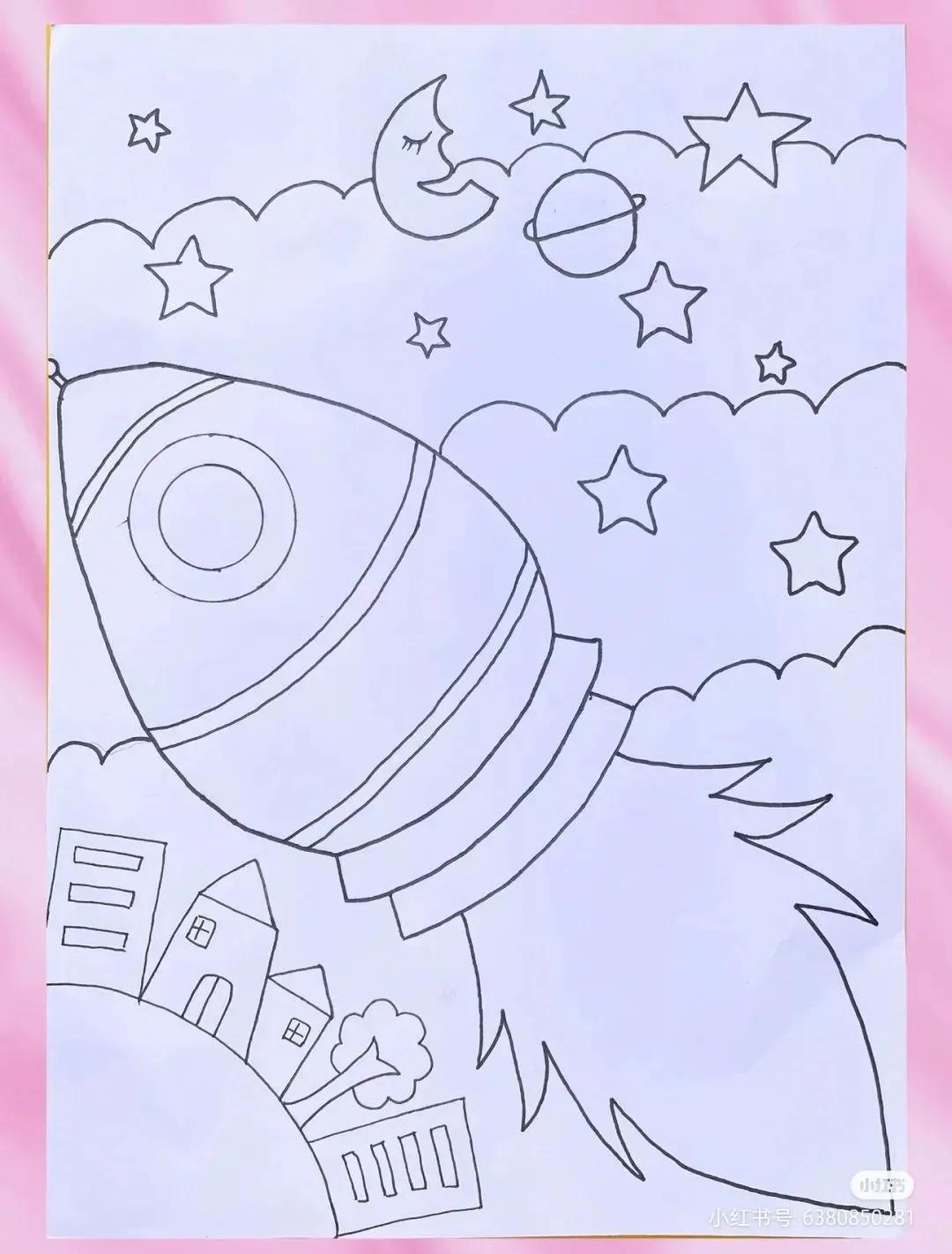 关于中国航天科技创新的绘画,描绘中国航天未来发展绘画