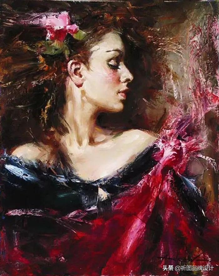 奔放狂野的舞者被安德鲁用画笔表现出来，腰窝突显的美背人体油画