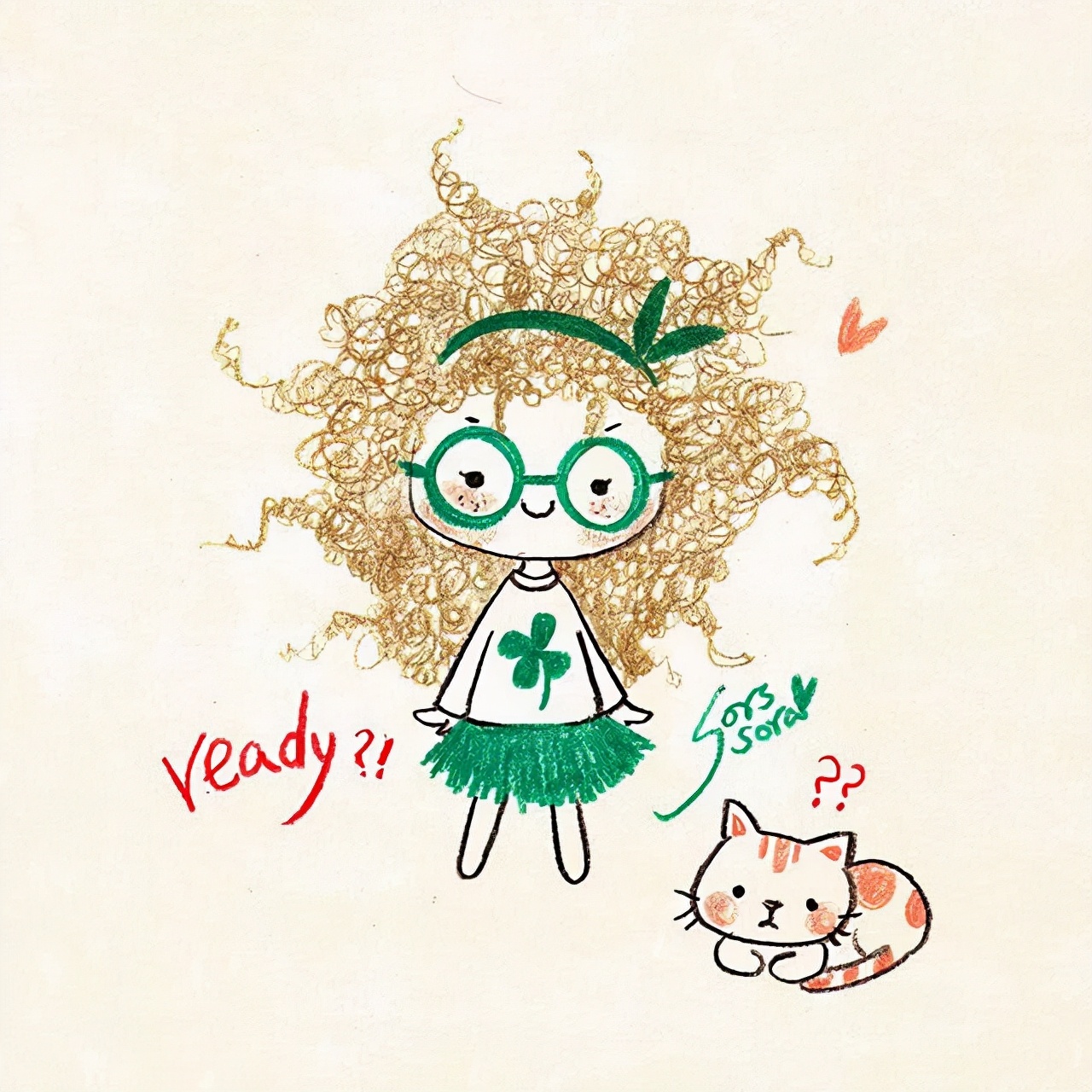 彩铅绘画7-15岁简笔画可爱又简单,可爱彩铅简笔画简单的少女