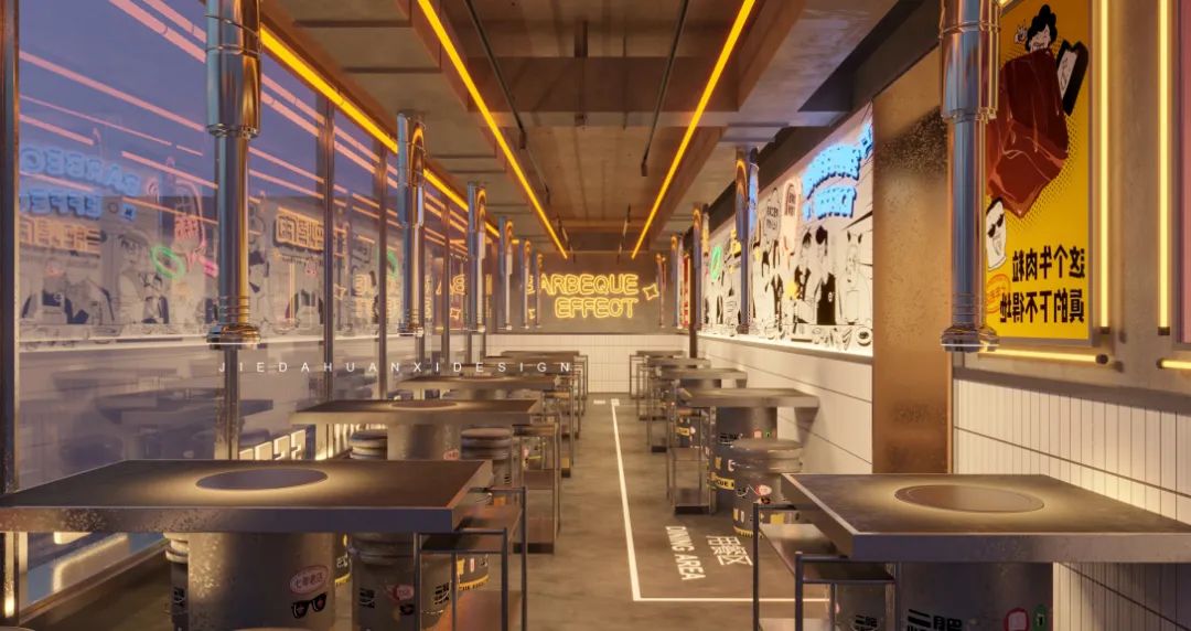 高端烤肉餐饮设计,烤肉店最平价的设计风