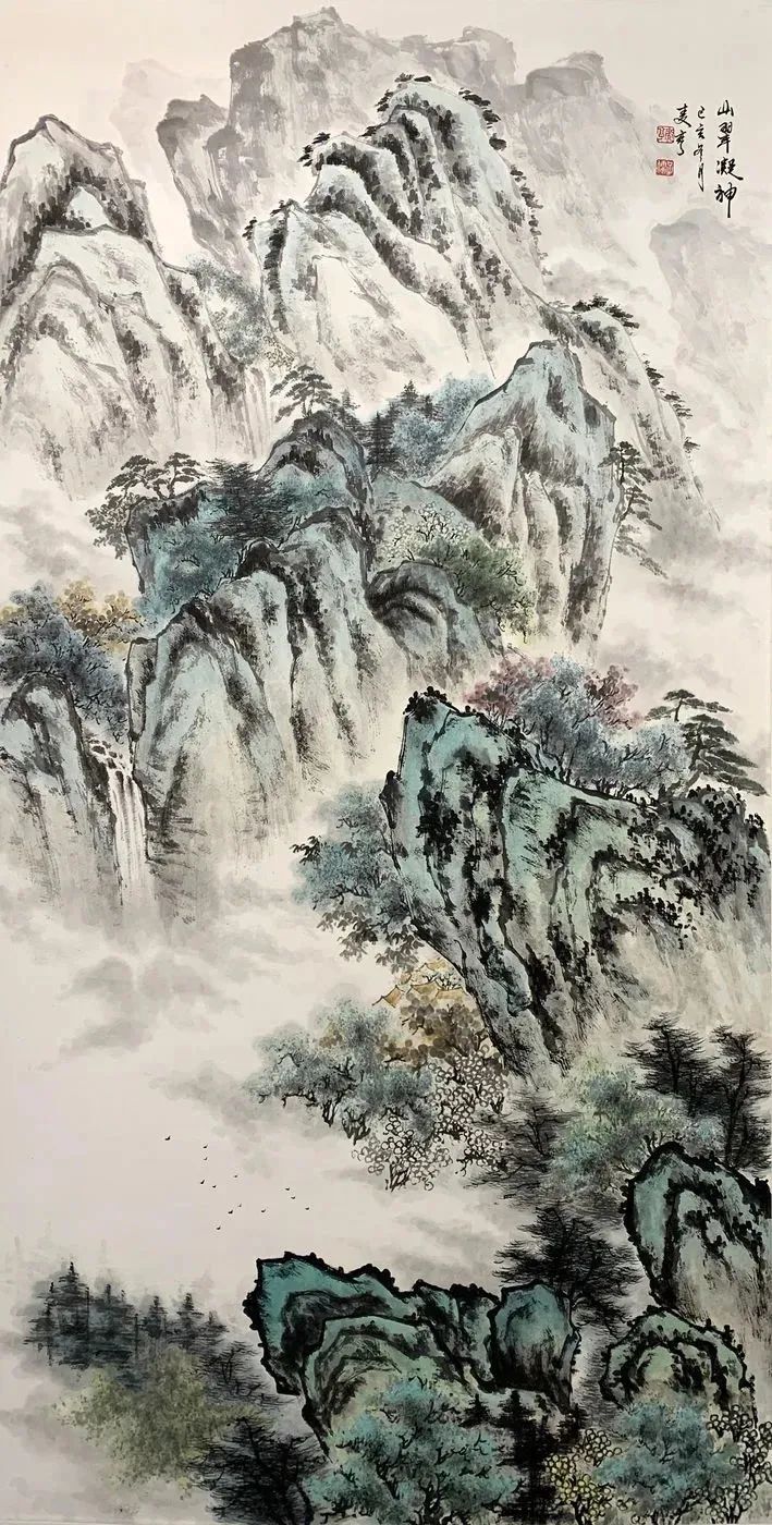 仁山智水山水画,仁山智水书法作品