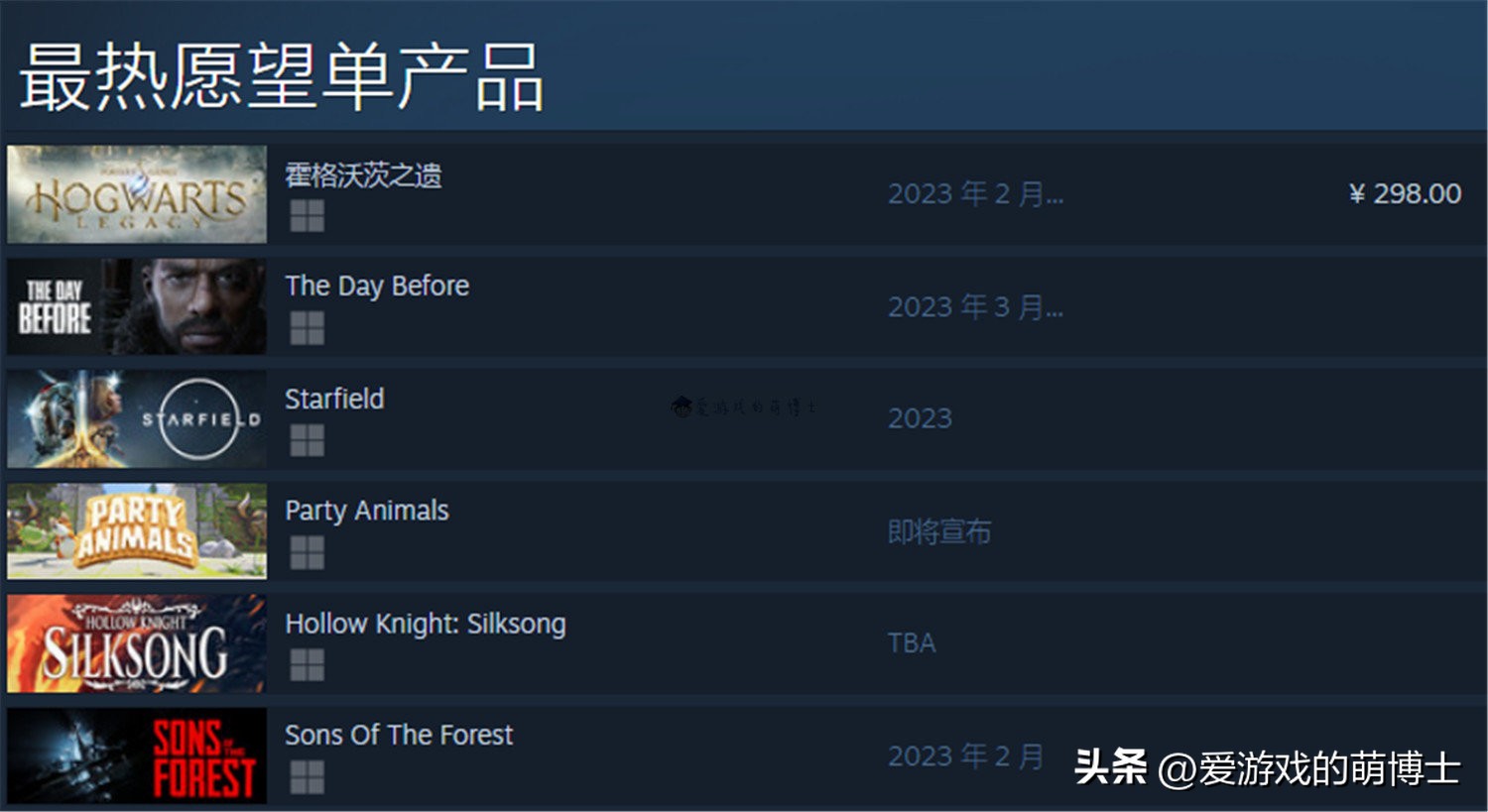 steam2023年热度最高的游戏,steam23年最值得期待的游戏