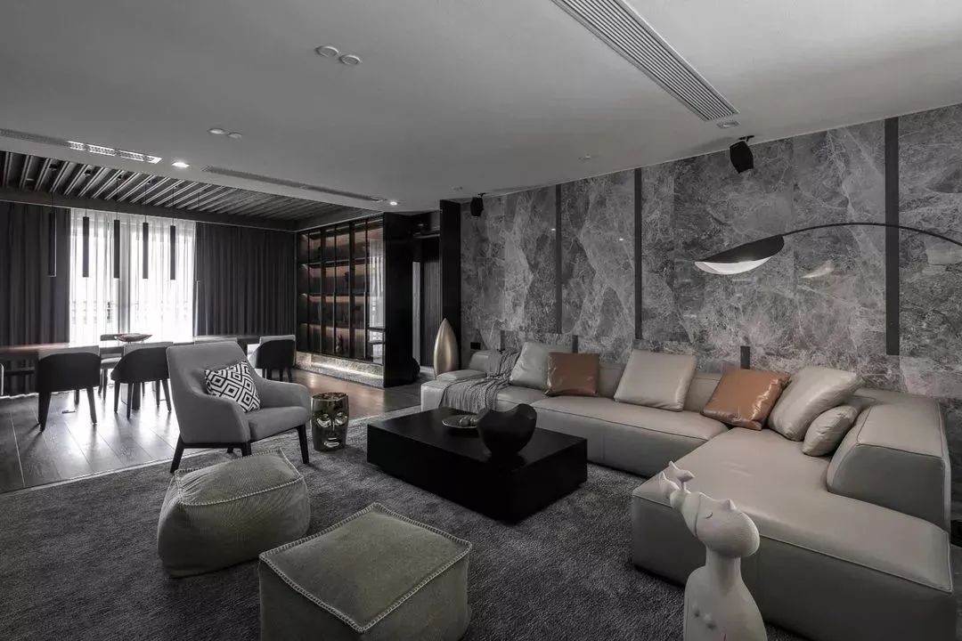 轻奢风电视背景墙大理石灰,新中式高级灰大理石电视背景墙