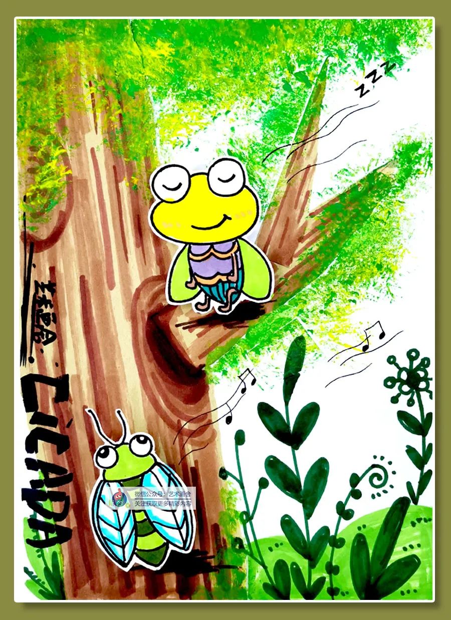 少儿创意绘画作品撕贴,缤纷夏日的儿童撕贴画