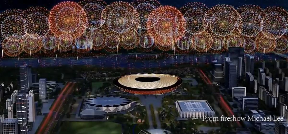 世界杯开幕式烟花秀实景完整版,世界杯烟花震撼视频