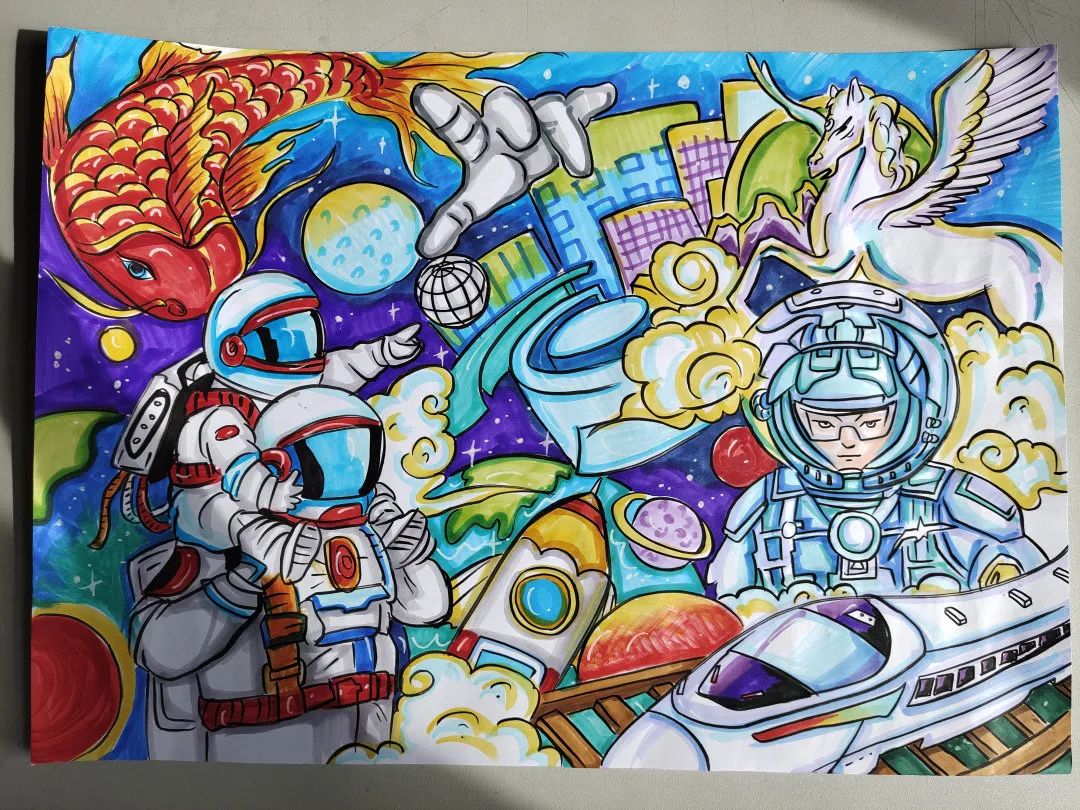 科幻画作品比赛二年级,少儿科幻绘画比赛一等奖