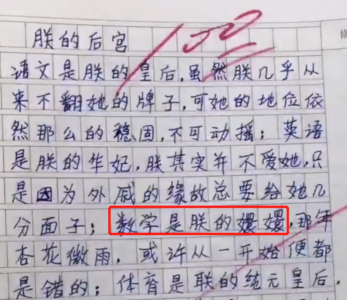 学生作文朕的后宫手写原版,小学作文语文是朕的皇后