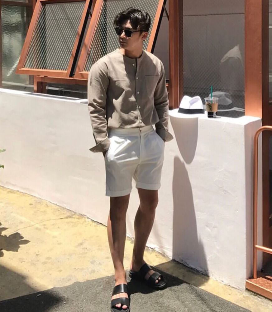 夏天男人白色短裤穿衣搭配,夏天短裤男士穿搭