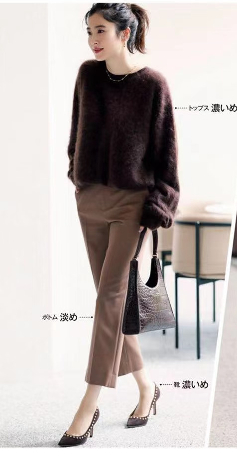 这些颜色穿在一起显白又高级,秋冬穿棕色系真的太显白了