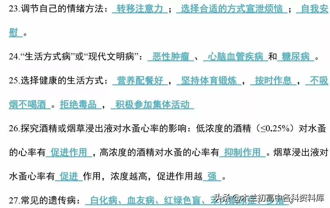生物会考总复习知识要点,生物会考必背知识考点完整版