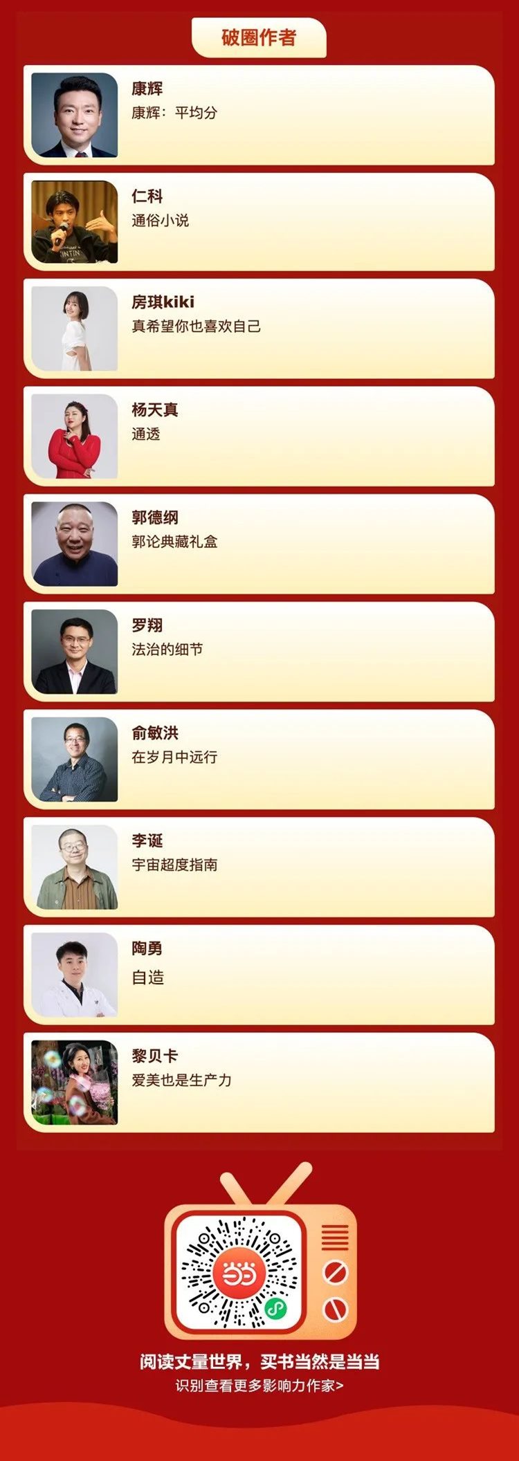 当当第七届作家影响力评选,当当第七届最具影响力作家