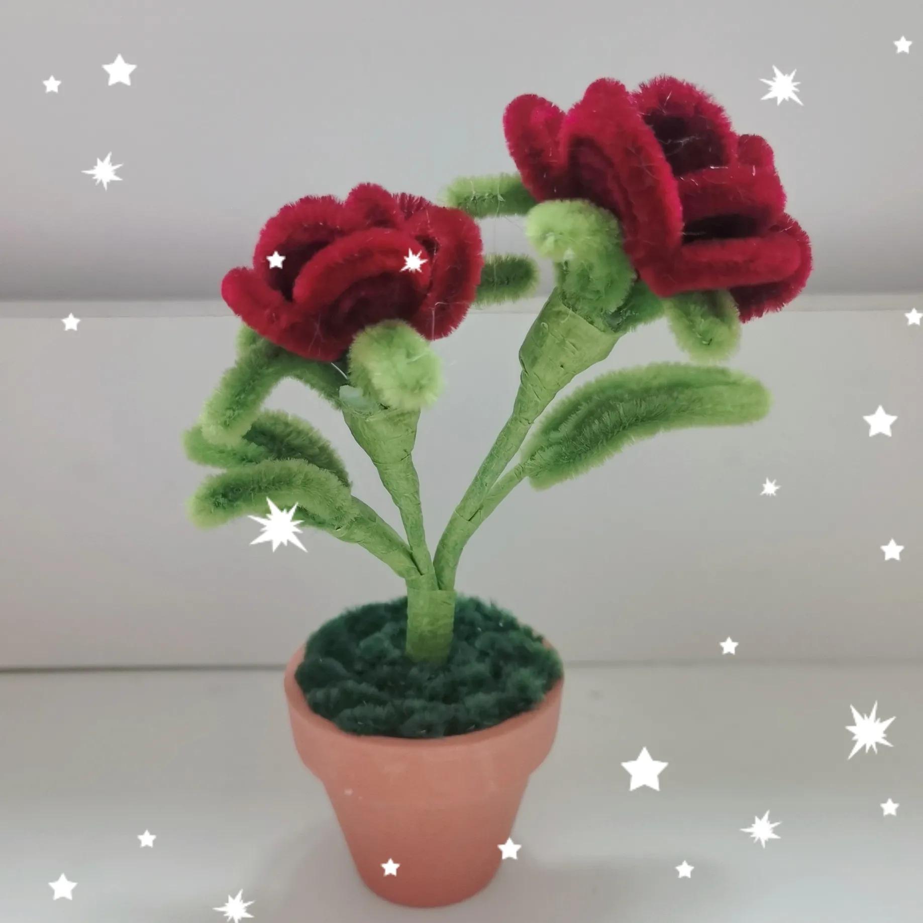 扭扭棒玫瑰花制作过程,扭扭棒做巨大粉色玫瑰教程