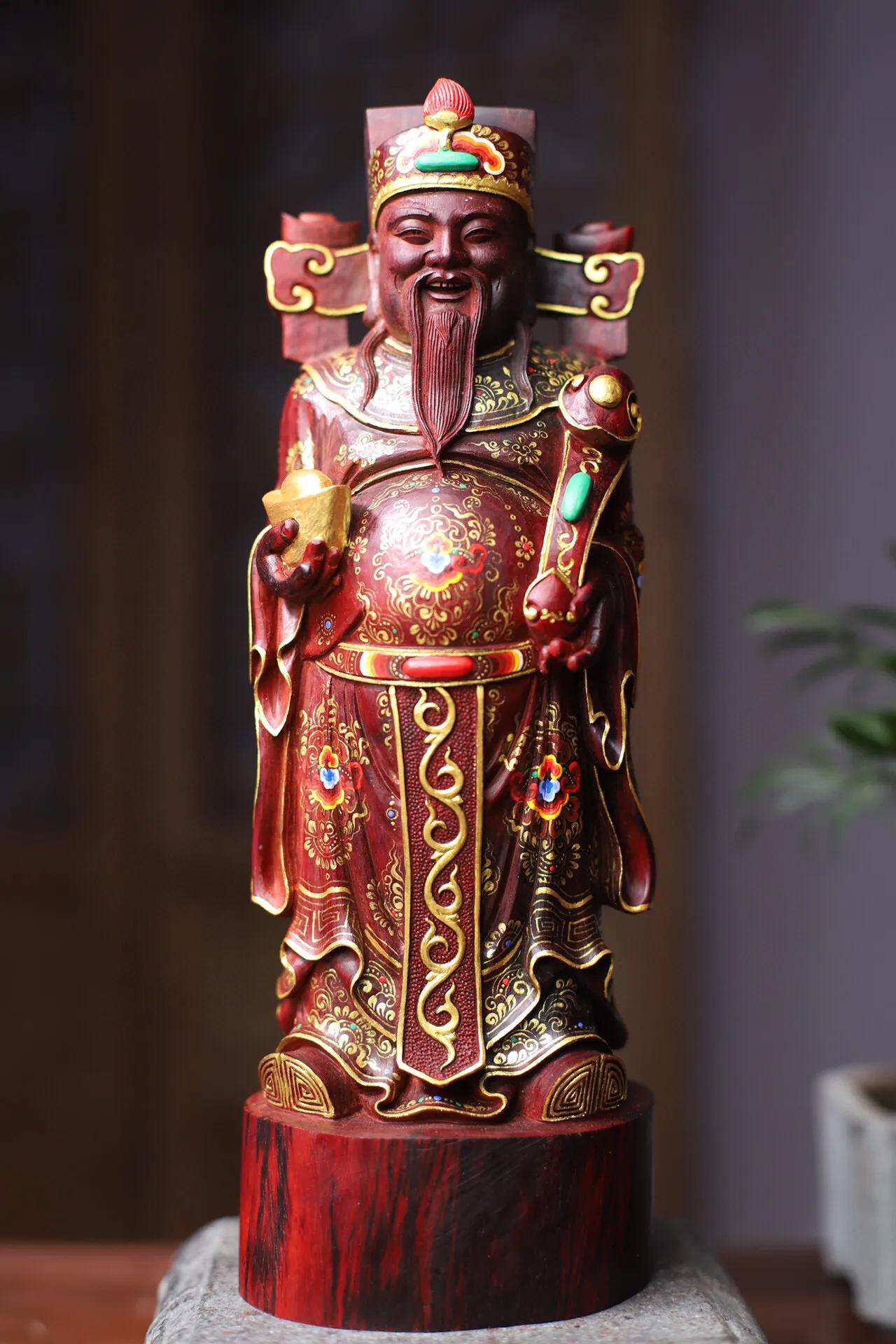 印度小叶紫檀财神爷手串,印度小叶紫檀木财神像