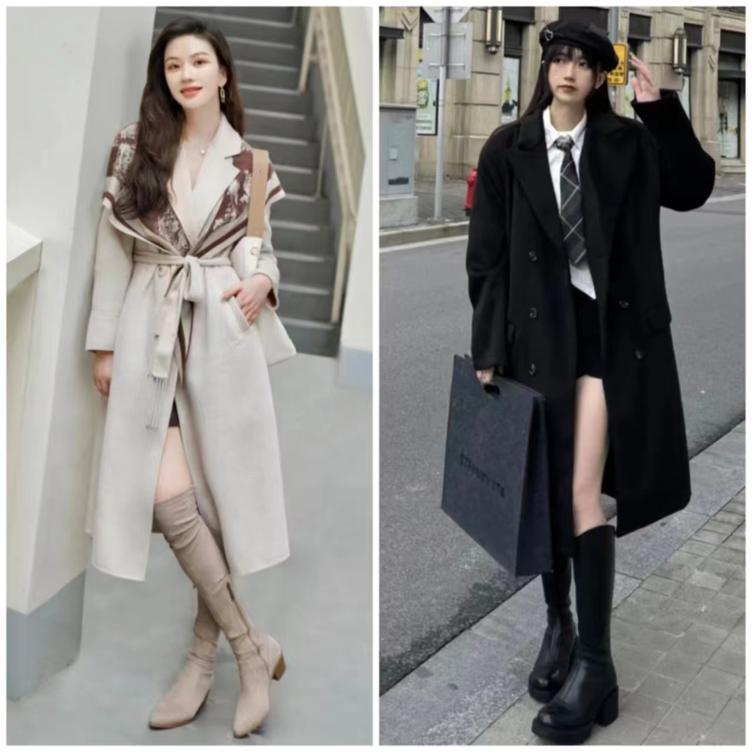 流行的靴子搭配什么衣服图片,中长靴子穿衣搭配图片2020秋冬