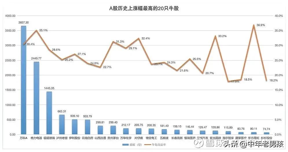 a股历史上涨幅最高的20只大牛股票,周末复盘最好的股