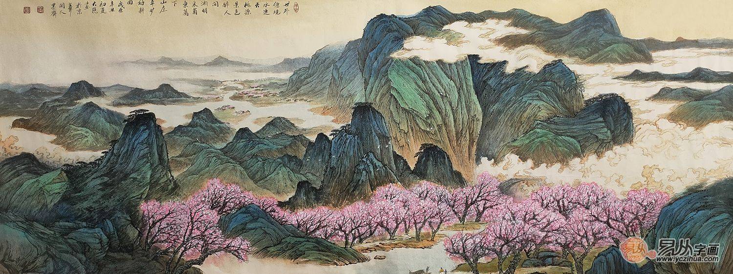 沙发背景山水画玄关挂画怎么选,沙发长180挂山水画选多大尺寸最好