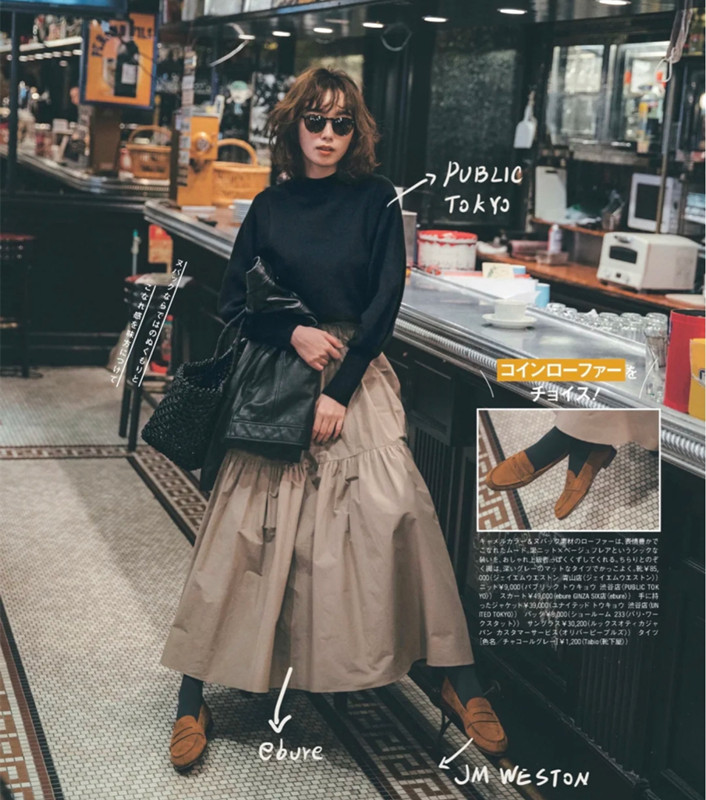 鞋子搭裙子显脚小乐福鞋,棕色格子学院风连衣短裙配乐福鞋