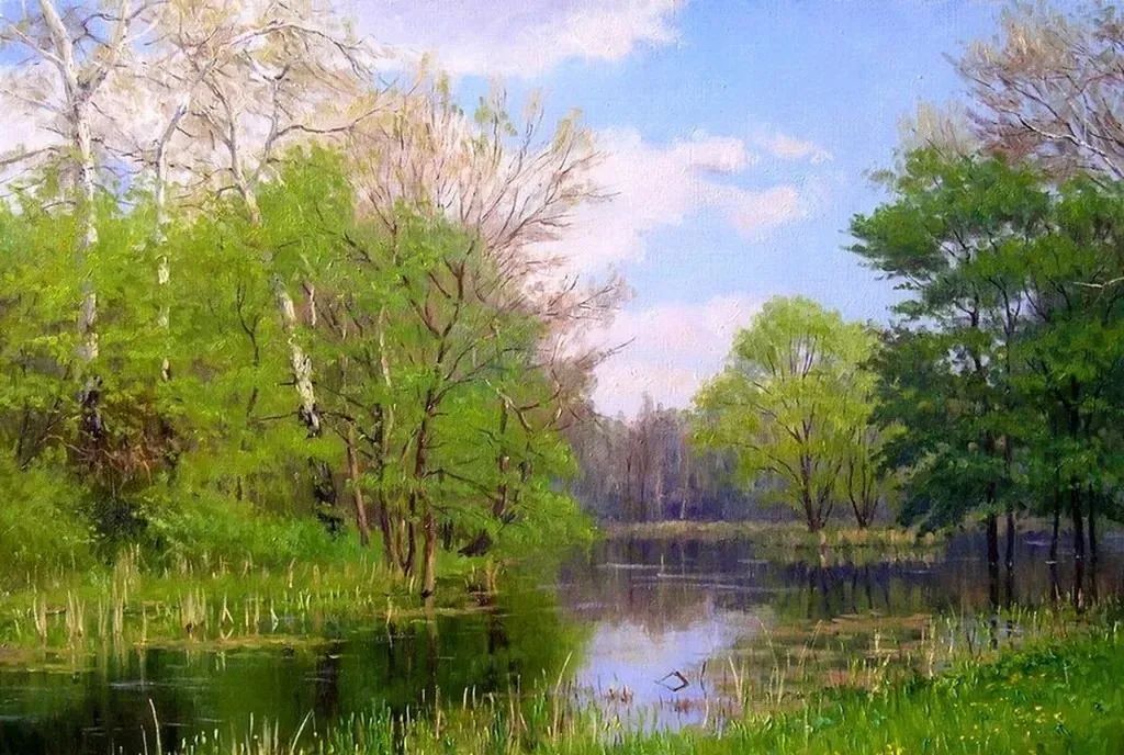 光影很强的油画风景,这油画太美了把光影画到了极致