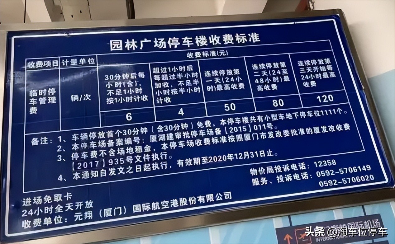 厦门高崎机场停车收费标准,厦门高崎机场停车费多少钱一天
